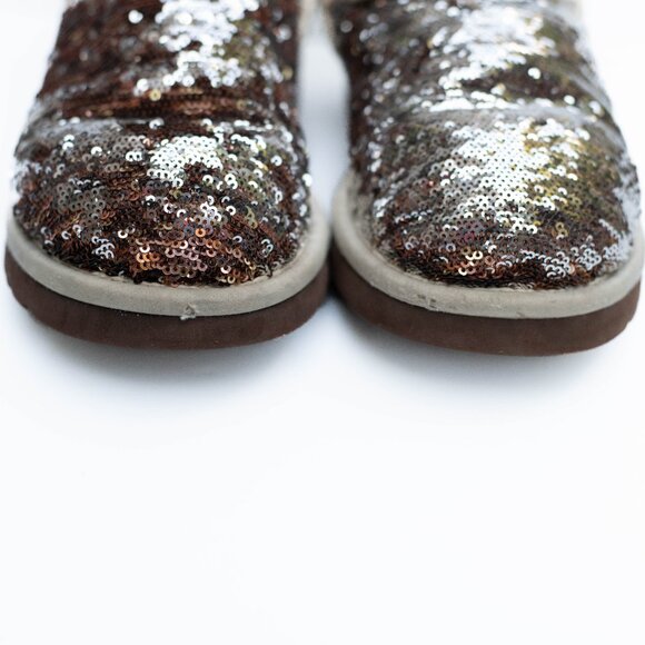 UGG Classic Short Copper/Silver Sparkle Boots Womens 7 Genuine Sheepskin Lining - Picture 11 of 14